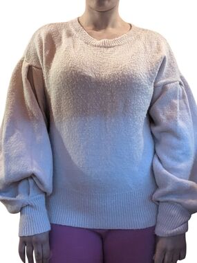 Women's Balloon Sleeve Crewneck Sweater - Light Pink